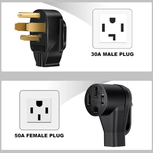 Vista 5 de NEMA 14-30P a 14-50R Cable adaptador de cargador EV de 4 clavijas de 30 amperios a adaptador de conversión EV de 50 amperios solo compatible