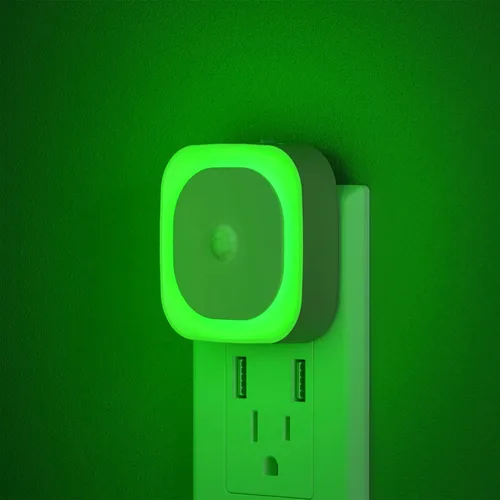 Vista 17 de YUNLEX Paquete de 2 luces nocturnas enchufables con sensor de movimiento y sensor de atardecer a amanecer, 3 modos de sensor, luces nocturnas azules