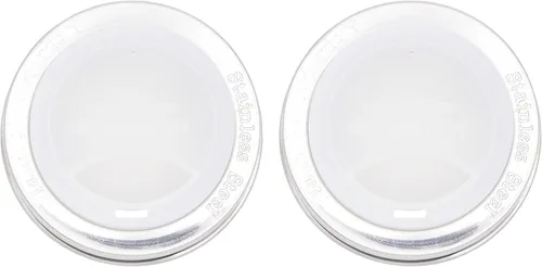 Vista 17 de Tapa de silicona para beber con banda de acero inoxidable para tarros Mason (Americana multicolor, boca regular)