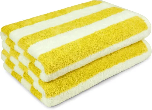 Vista 4 de Yaxa Basics Cabana Stripe - Toalla de playa (2 unidades), color amarillo, 60 x 30 pulgadas