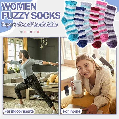 Vista 6 de ANTSANG Womens Fuzzy Socks Slipper Winter Fluffy Comfy Cozy Socks Cabin Warm Home Socks