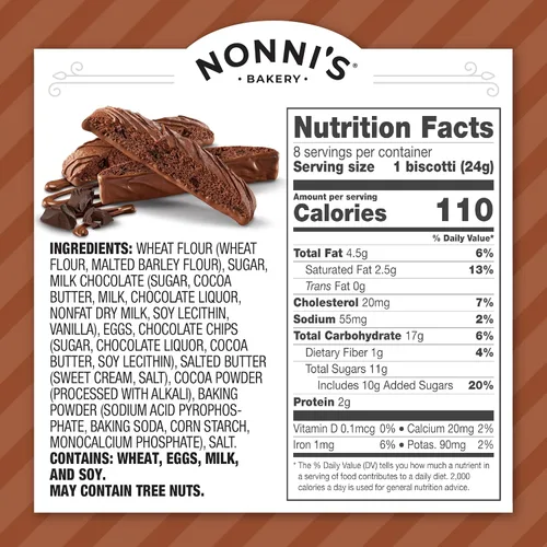 Vista 2 de Nonni's Galletas italianas de triple chocolate Biscotti – 2 cajas de galletas italianas de chocolate triple con chocolate negro – Galletas Biscotti