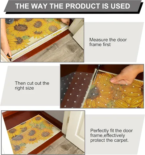 Vista 4 de Protector de alfombra resistente para puerta, plástico resistente que evita que gatos y perros rayen tu alfombra y alfombras en las puertas