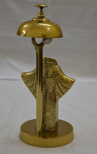 Vista 4 de Campana de escritorio con acabado antiguo, estilo de abrigo, campanilla de escritorio, campanilla de llamada, campana decorativa de regalo, campana