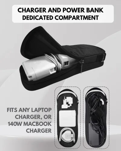 Vista 3 de SIDE BY SIDE Electronics Organizer Travel Case for Cables, Charger, Power Bank – Tech Bag for MacBook Accessories, Adapter – Slim Cord Organizer Bag