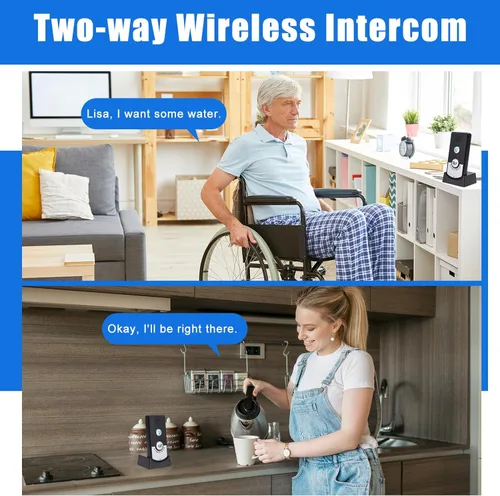 Vista 5 de Sistema de intercomunicación para el hogar, intercomunicador de voz de 2 vías, inalámbrico, sistema de intercomunicador para el hogar, súper largo