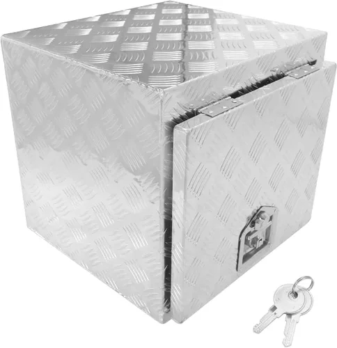 Vista 13 de Caja de herramientas de aluminio resistente de 18 x 17 x 17.75 pulgadas, caja de herramientas para camión, caja de herramientas de almacenamiento