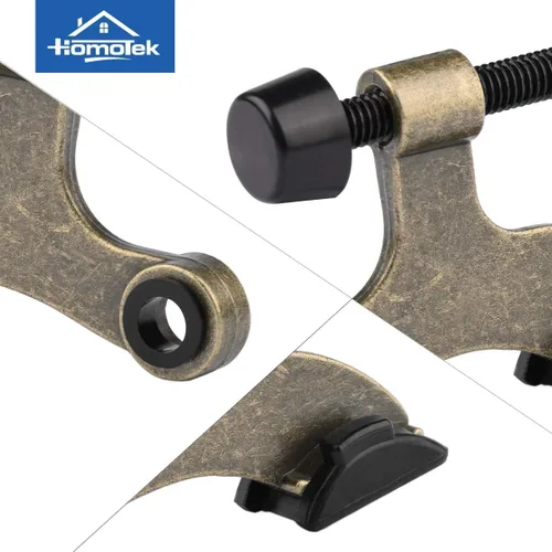 Vista 6 de HOMOTEK Paquete de 3 Topes de Puerta de Latón Antiguo con Pasador de Bisagra, Tope de Puerta Ajustable de Lujo Resistente de 2-1/2"x1-3/4