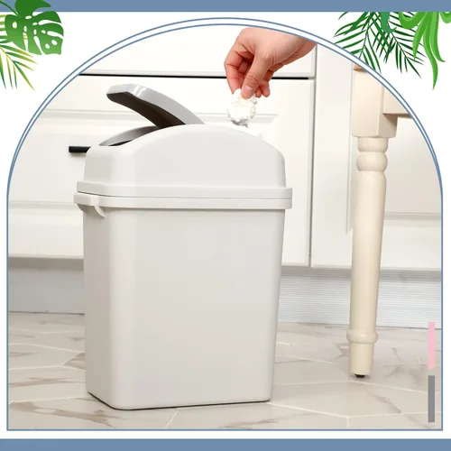 Vista 4 de Sumind 2 cubos de basura de baño de 1.8 galones con tapa basculante, cubo de basura pequeño de plástico para baño, cubo de basura para desechos
