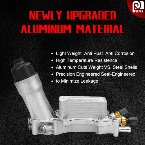 Vista 5 de 926-959 Upgraded Aluminum Engine Oil Cooler Filter Housing Fit For 2011-2016 Dodge Journey JEEP Challenger Caravan Durango Wrangler Grand Chrysler