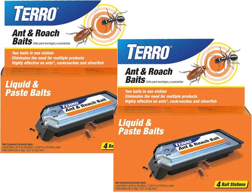 Vista 11 de TERRO Ant & Roach Bait - Asesino de hormigas y cucarachas de interior - 4 estaciones de cebo - Atrae y mata hormigas, cucarachas y peces plateados
