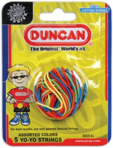 Duncan Toys Yo-Yo de cuerda [Varios colores] - Paquete de 5 cuerdas de algodón para Yo-Yos de plástico y metal