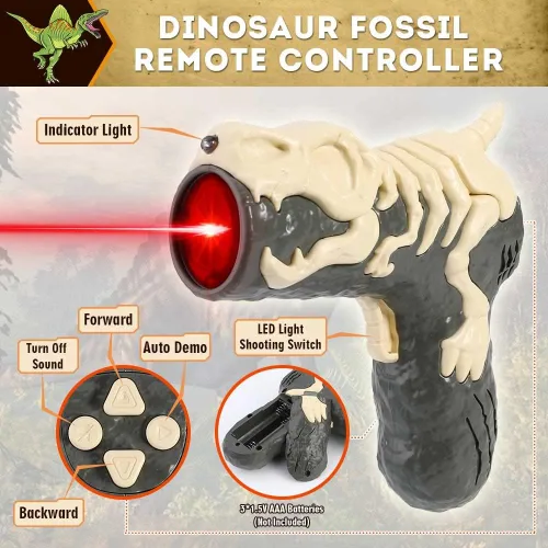 Vista 3 de Mini Tudou Juguetes de Dinosaurio con Control Remoto, Juguete de Dinosaurio Robot Caminante RC con Control Remoto de Persecución de Luz, Rociado