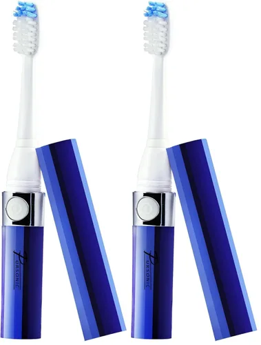 Vista 2 de Pursonic Cepillo de dientes sónico portátil S52 para llevar con 2 cabezales de cepillo y batería AAA incluida, azul, 0.2 libras