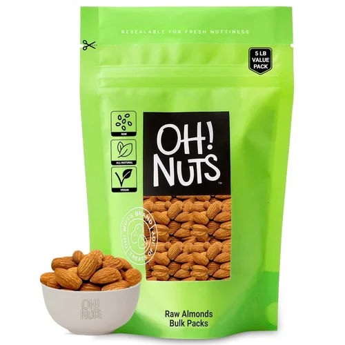 Vista 10 de Oh! Nuts Paquete a granel de almendras crudas, nueces de almendra a granel para aperitivos y hornear, almendras enteras totalmente naturales y altas