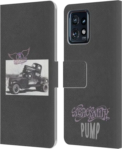 Head Case Designs Officially Licensed Aerosmith The Pump Black and White Leather Wallet Case Compatible with Moto Edge 40 Pro/Plus 2023