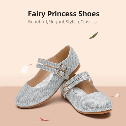 Vista 2 de Zapatos de vestir para niñas, zapatos planos para niñas pequeñas y grandes