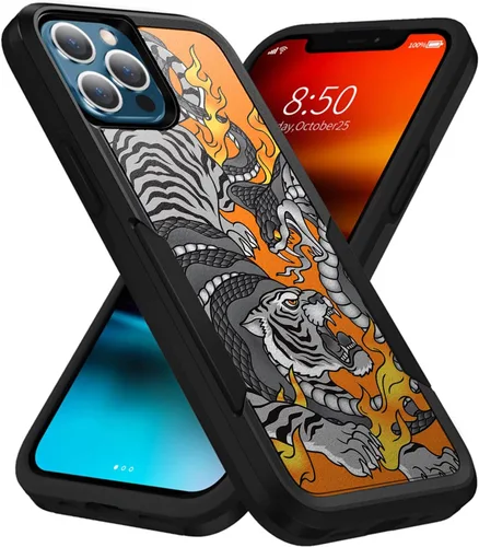 Vista 17 de CasesOnDeck - Funda de agarre compatible con Apple iPhone 14 Pro Max (6.7 pulgadas) / iPhone 14 Pro Max [doble táctica] Funda delgada resistente