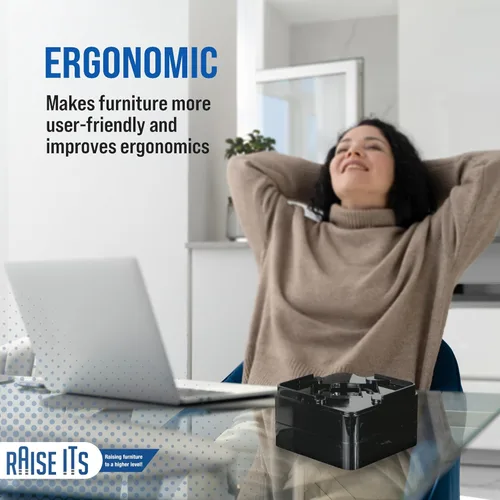 Vista 7 de Raise ITS Furniture Risers - Elevador de cama, color negro, 1 x 4 x 4 pulgadas (8 unidades)