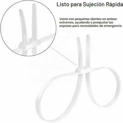 Vista 4 de Esposas con correas flexibles de 35.4", 20 piezas. Esposas de precinto con cierre de mano resistentes de alta resistencia, desechables, de nylon