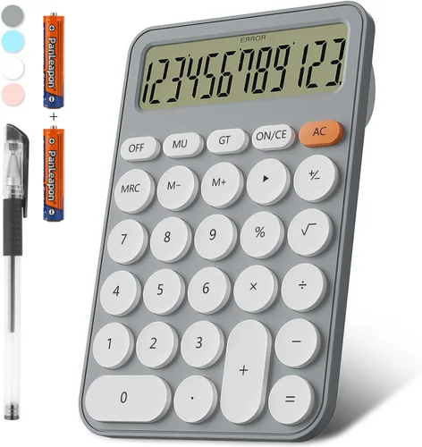 Vista 8 de Calculadoras lindas de escritorio de 6.3 x 4.3 pulgadas/6.3 x 4.3 in, calculadora de escritorio de 12 dígitos, pantalla LCD extragrande, gran Azul