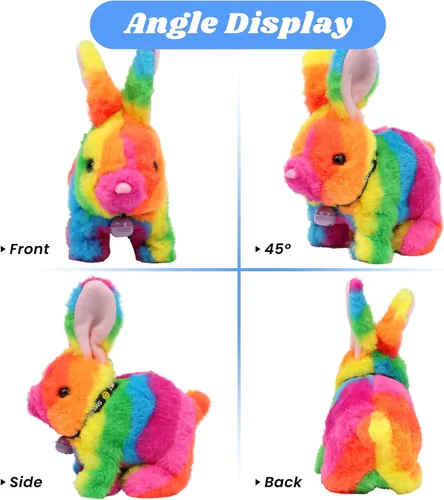Vista 116 de Hopearl - Juguete de peluche electrónico interactivo de conejo con orejas LED, sonidos y movimientos; camina, se menea e ilumina las orejas, mueve