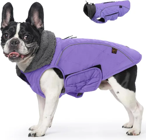 Vista 17 de EMUST Chamarras para perros, talla pequeña/mediana/grande, abrigo de invierno para perros grandes, azul oscuro, XL
