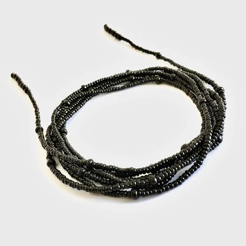 Vista 7 de Collar envuelto, joyería de cuentas de semillas negras, collar largo en capas, gargantilla de corbata, gargantilla envuelta bohemia, collar Lariat