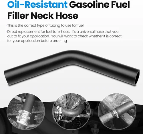 Vista 4 de Manguera de cuello de llenado de combustible de gasolina con 4 abrazaderas de manguera, manguera de combustible de 1 1/4 pulgadas de diámetro