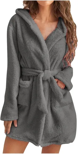 Bath Robes for Women With Hood After Shower Heavy Fuzzy Robes Long Female Bathrobe Plus Size Christmas Gifts for Women