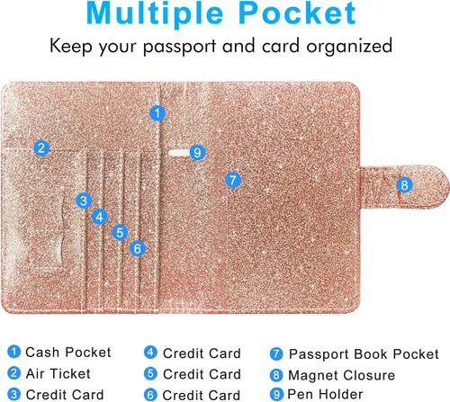 Vista 7 de Funda para pasaporte ACdream, piel de calidad superior, cartera con bloqueo RFID