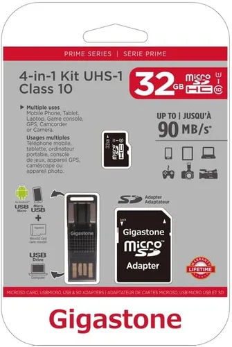 Vista 4 de Gigastone GS-4IN1600X32GB-R Tarjeta microSD 4 en 1 Kit (32 GB), multicolor