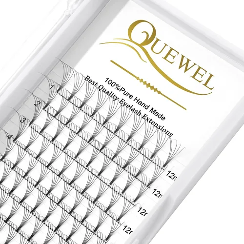 Vista 66 de QUEWEL Extensiones de Pestañas Prehechas en Ventilador, Extensiones de Pestañas Prehechas 3D de 0.07mm de Grosor, Rizado C, 8mm de Volumen