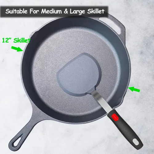 Vista 9 de Espátula volteadora de silicona para panqueques con mango alargado y diseño sin costuras, espátulas de cocina resistentes al calor para utensilios