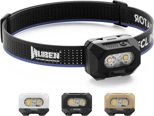 WUBEN Linterna frontal LED H4 recargable, 800 lúmenes súper brillante, linterna frontal impermeable IP68 con sensor de movimiento, linterna frontal