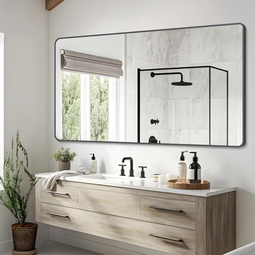 Vista 16 de DESBING Espejo de Baño de 30" x 36", Espejo de Pared Negro Mate con Marco de Metal, Espejo Rectangular Decorativo de Tocador para Dormitorio Baño