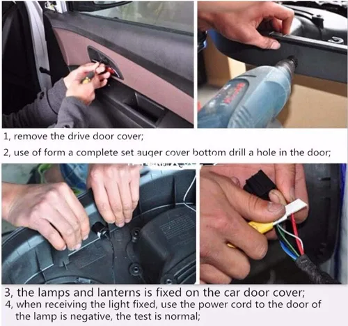 Vista 4 de NewL Luz de puerta de auto con logotipo personalizado, luz de bienvenida, proyección de sombra, luz de paso DIY