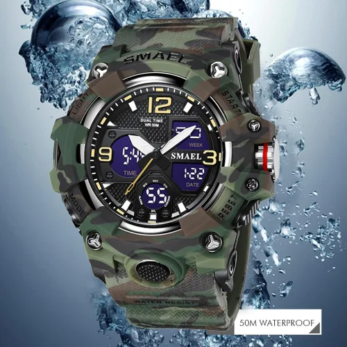 Vista 3 de FANMIS Reloj deportivo digital analógico para hombre, de cara grande, multifuncional, con retroiluminación LED, resistente al agua