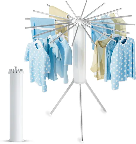 Vista 7 de JAUREE Trípode Perchero de Secado de Ropa Plegable para Interiores, Perchero de Secado Portátil para Ropa y de Altura Ajustable, Perchero de Secado