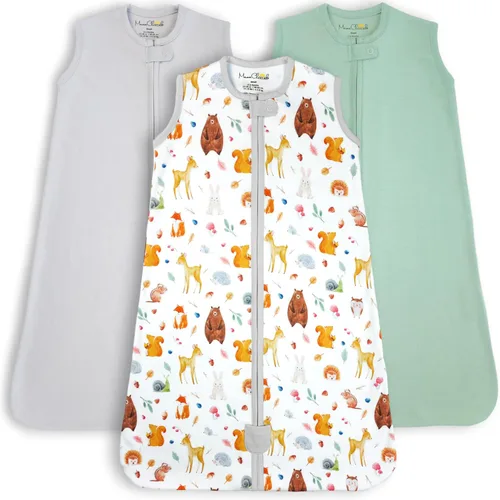 Vista 278 de Mama Cheetah Saco de dormir para bebé de 0.5 TOG, Manta portátil de algodón orgánico para bebé con cremallera bidireccional, Saco de dormir