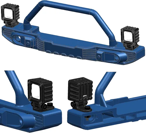 Vista 8 de Barra de luz RC con carcasa de metal, lente rectangular, 2 unidades, luces RC Crawler Accesorios para Axial SCX10 Traxxas TRX4 TRX4M Arrma Senton