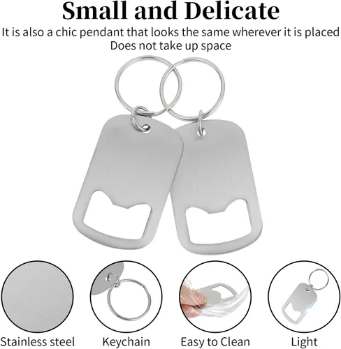 Vista 3 de Ouligay 2 llaveros abrebotellas, abridor de botellas plano de acero inoxidable, abrebotellas de cerveza para latas de bebidas, abrebotellas