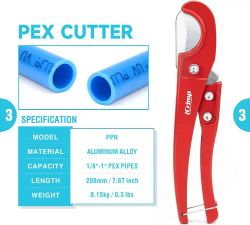 Vista 4 de iCrimp - Kit de herramientas de expansión de trinquete Pex con rotación automática PEX-a Tubing Expander, con cabezales de expansión ProPEX de 1/2