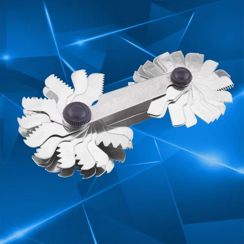 Vista 3 de Medidor de rosca de acero inoxidable, 60 Medidor de calibre central, herramienta de medición de calibre de rosca, herramienta de medición de paso