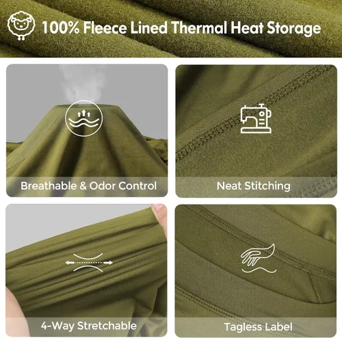 Vista 4 de Thermal Underwear for Men Long Johns Set with Fleece Lined Winter Hunting Gear Warm Base Layer Sport Top Bottom