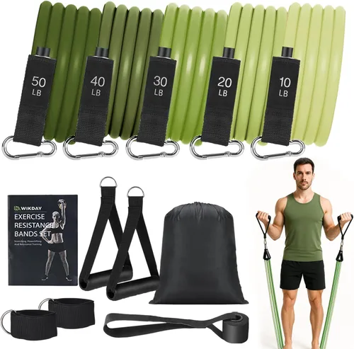 Vista 10 de WIKDAY Exercise Resistance Bands with Handles for Working Out Workout Bands Set with Door Anchor for Physical Therapy, Yoga, Pilates