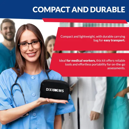 Vista 7 de Dixie EMS tensiómetro aneroide de lujo con mango para la presión arterial., Negro, 1, 1