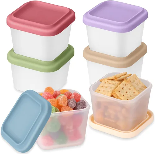 Vista 10 de Paquete de 4 recipientes de silicona de 9 onzas para niños, recipientes de silicona reutilizables para almacenamiento de alimentos con tapa