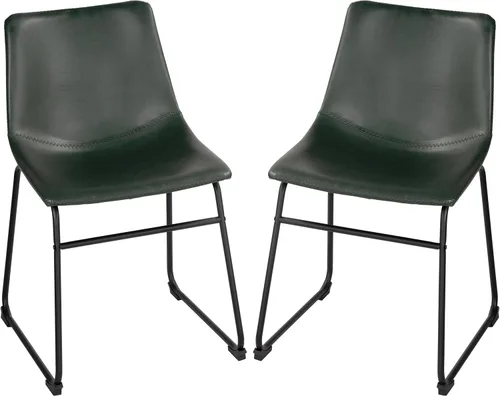 Vista 12 de Cortesi Home Casablanca - Silla de comedor en piel sintética marrón, patas negras (juego de 2)
