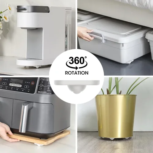 Vista 8 de Aieve Ruedas giratorias autoadhesivas, paquete de 8 rodillos para electrodomésticos de cocina, ruedas para electrodomésticos pequeños, mini ruedas